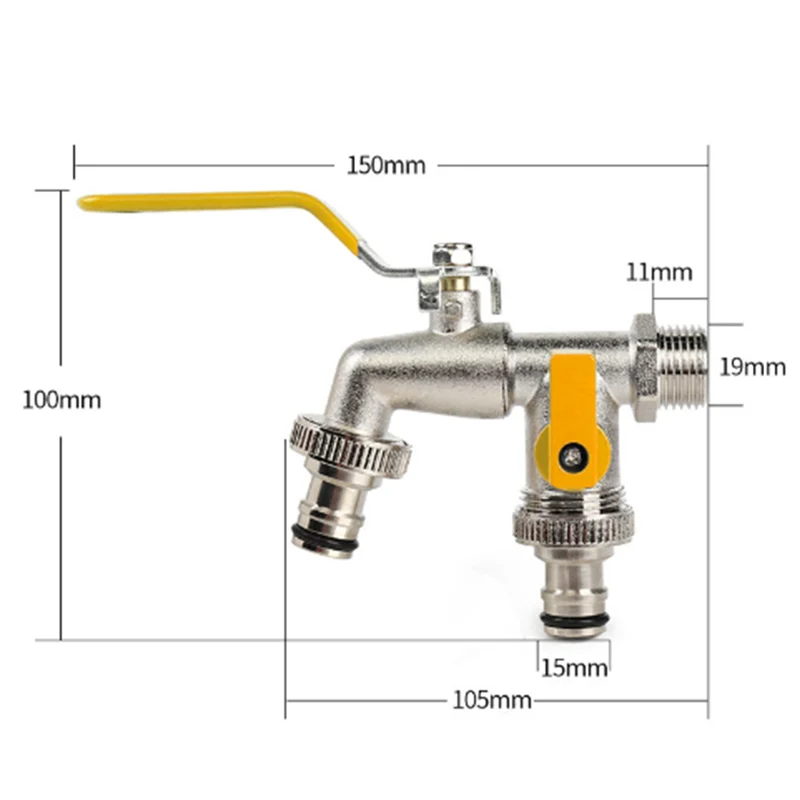 N08R محول بديل لصنبور الحديقة من سبيكة التحكم المزدوج مع مقبض حلمة مزدوجة سهلة التشغيل/الإيقاف باللون الأصفر #6