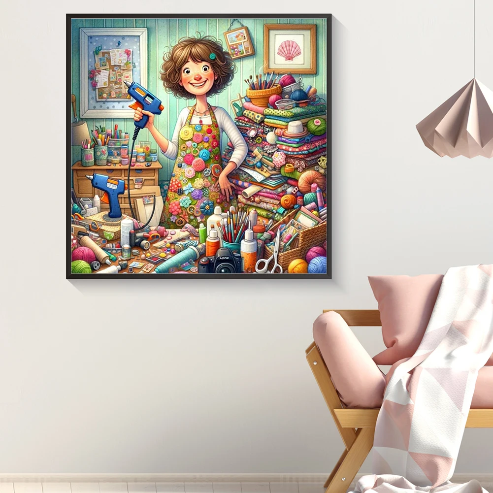 

5D DIY Полный круглый дрель Алмазная картина Швейное начало Ремесло Домашний декор 50x50 см