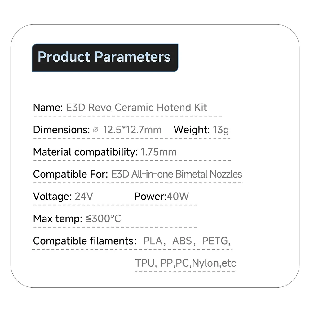 Revo Ceramic Heated Block 24V 40W 104NT-4 Thermistor Hotend Kit Fast heating 3D Printer Part