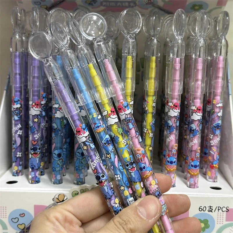 Disney Stitch Pencil Bullet Anime Cartoon Stich Magnifying Glass Drawing Pencil Student Stationery School Supplies Kids Gift
