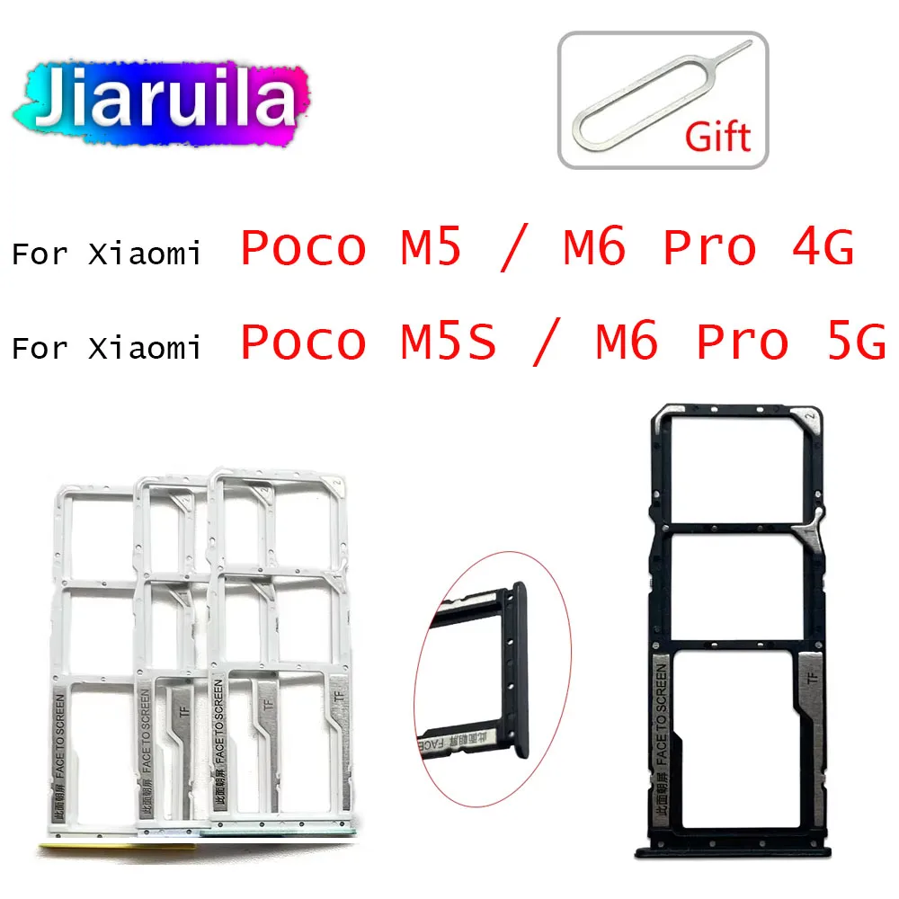 For Xiaomi Poco M5 M5S M6 Pro 4G 5G Phone New SD Card SIM Tray Slot Holder Black