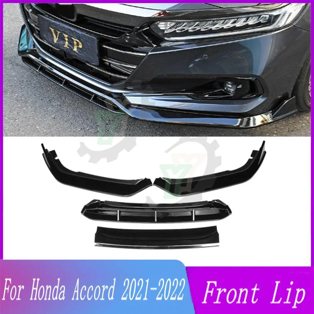 

4PCS Car Front Bumper Lip Spoiler Splitter Diffuser Detachable Body Kit Cover Guard For Honda Accord 10.5th Gen 2021 2022