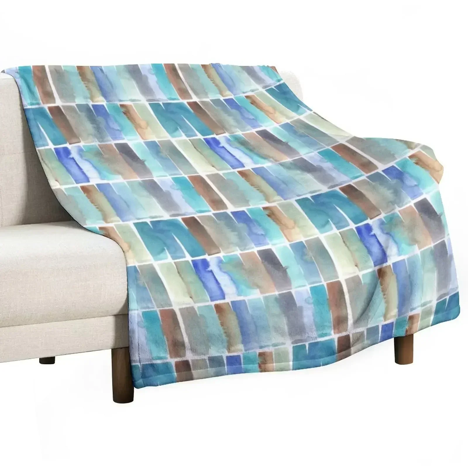 Eucalypt paling fence - turquoise Throw Blanket Custom Flannel Fabric Blankets