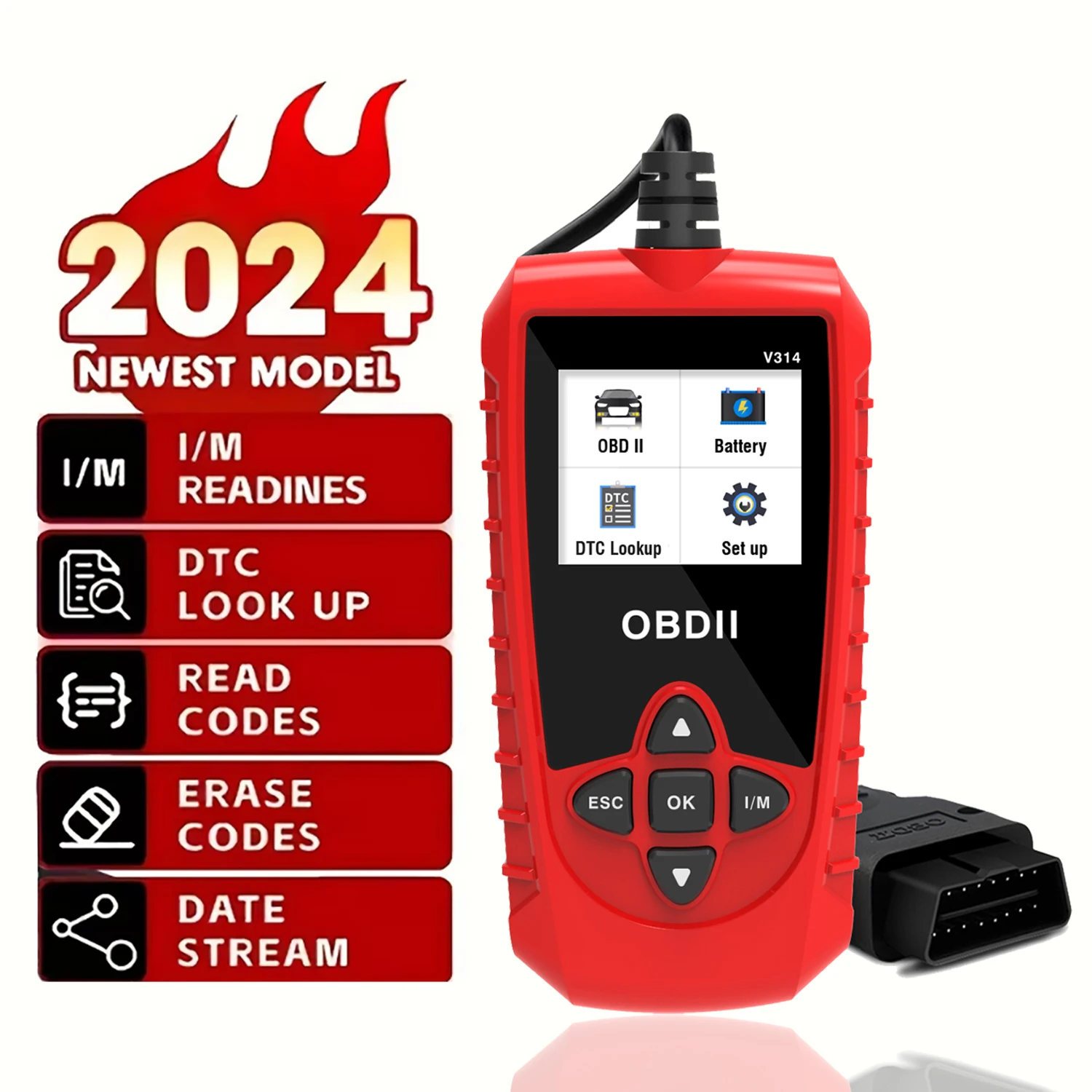 Car Diagnostic Scanner Car Code Reader,DTC Lookup EOBD/CAN Diagnostic Tool for Car Since 1996 Engine Light Fault Code Reader wit