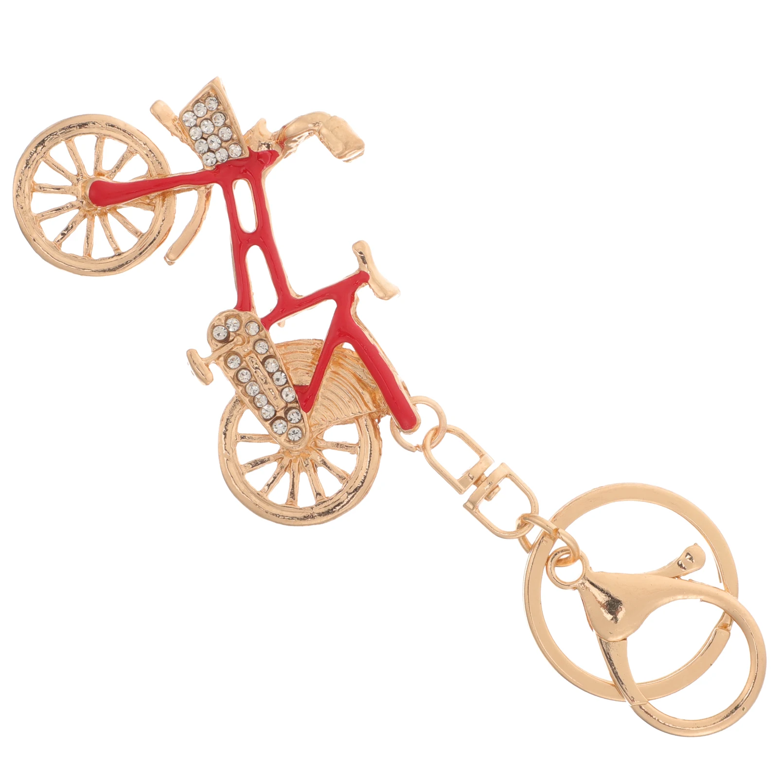 

Rhinestone Bike Red Durable Bicycle Pendant Key Ring Creative Gift Idea Decorative Bicycle Keychain Jewelry Accessory