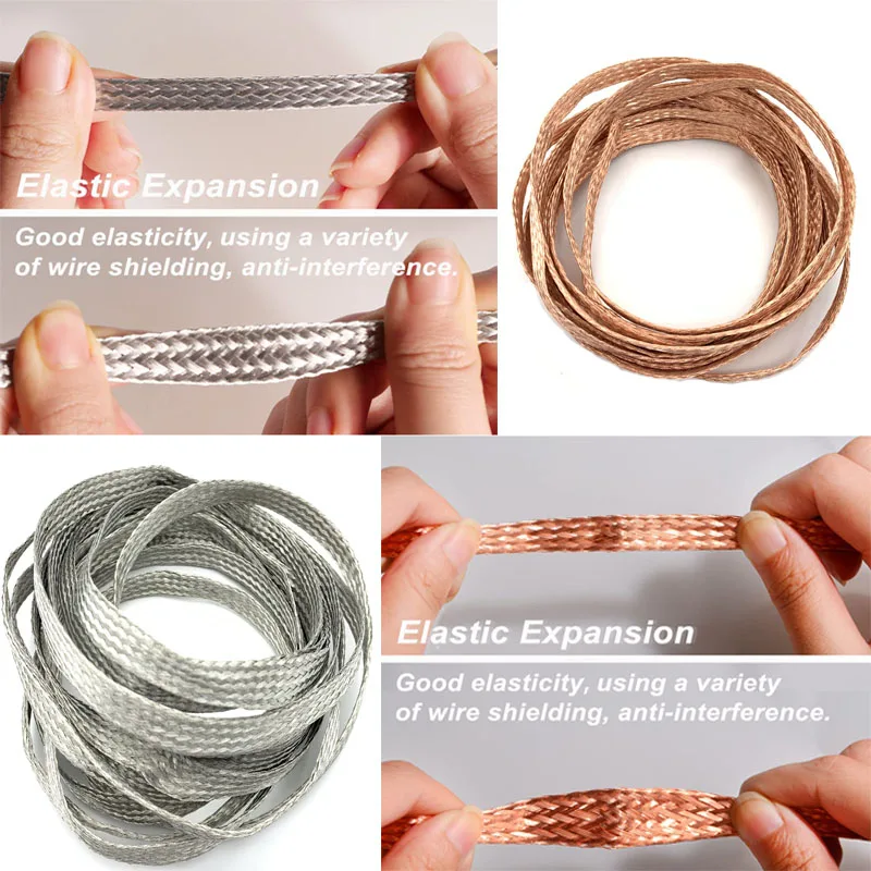 1/5/10M Copper Metal Braided Sleeving 2/4/6/8/10/12/15/18/25mm Conductive Anti-interference for Power,audio,speaker Metal sheath