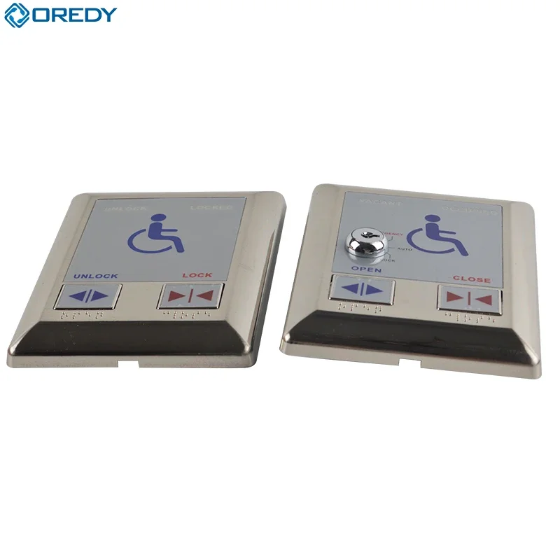 OREDY ระบบควบคุมการเข้าออกประตูอัตโนมัติห้องน้ําทางเข้าและทางออกสวิตช์ปุ่มกดสําหรับคนพิการ