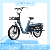 ONESPORT OT01 Electric Bicycle 650W Motor 48V27AH Lithium Battery Folding Electric Bike 20Inch Thin Tire Can Carry Cargo E-bike