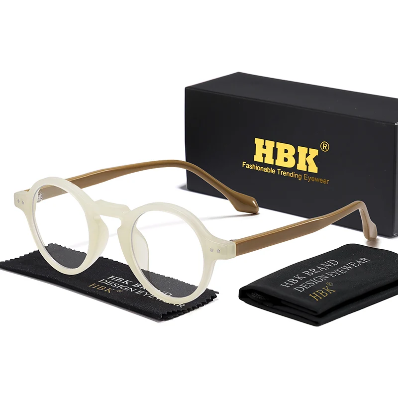 

HBK Vintage Round Men Small Glasses Frame High-Quality Brand Design Anti Blue Light Reading Glasses Women Optical Frame