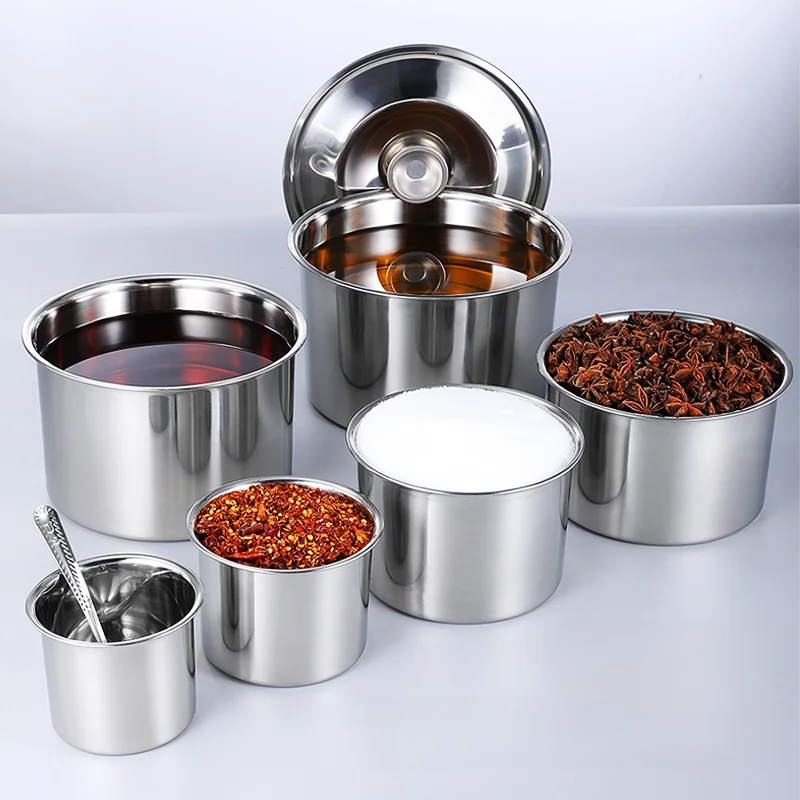 

Large Capaci 304 Stainl Steel Oil Bottle with Lid Kitchen Storage Jar Seasoning Sauce Cylinder Home Use Cooking Utensil