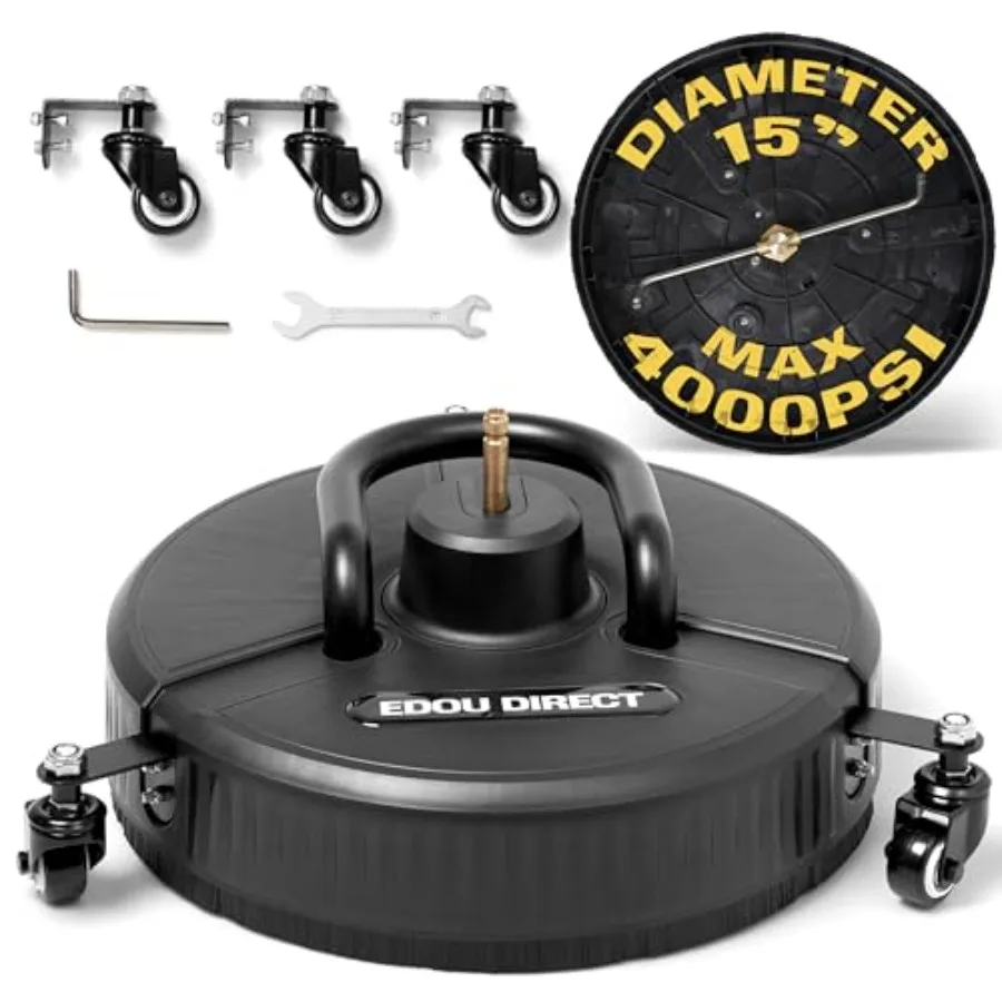 

Pressure Washer Surface Cleaner with Wheels and Handle - Heavy-Duty Plastic - 15'' - Compatible with Most Electri