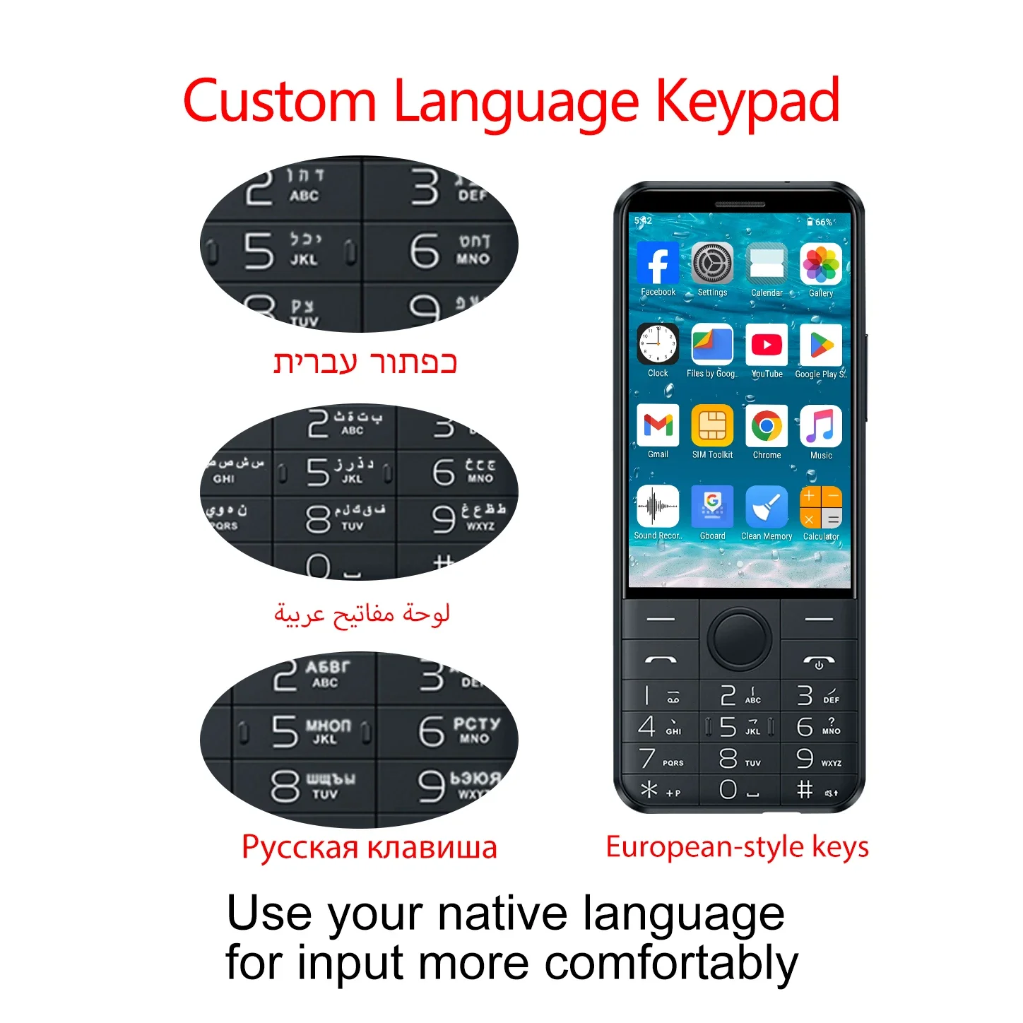 DOOV F27 Touch Keyboard Google Phone No Camera Android 14 Phone 3.58inch 4GB 64GB 2100mAh Google Play BT Hebrew Arabic Phone