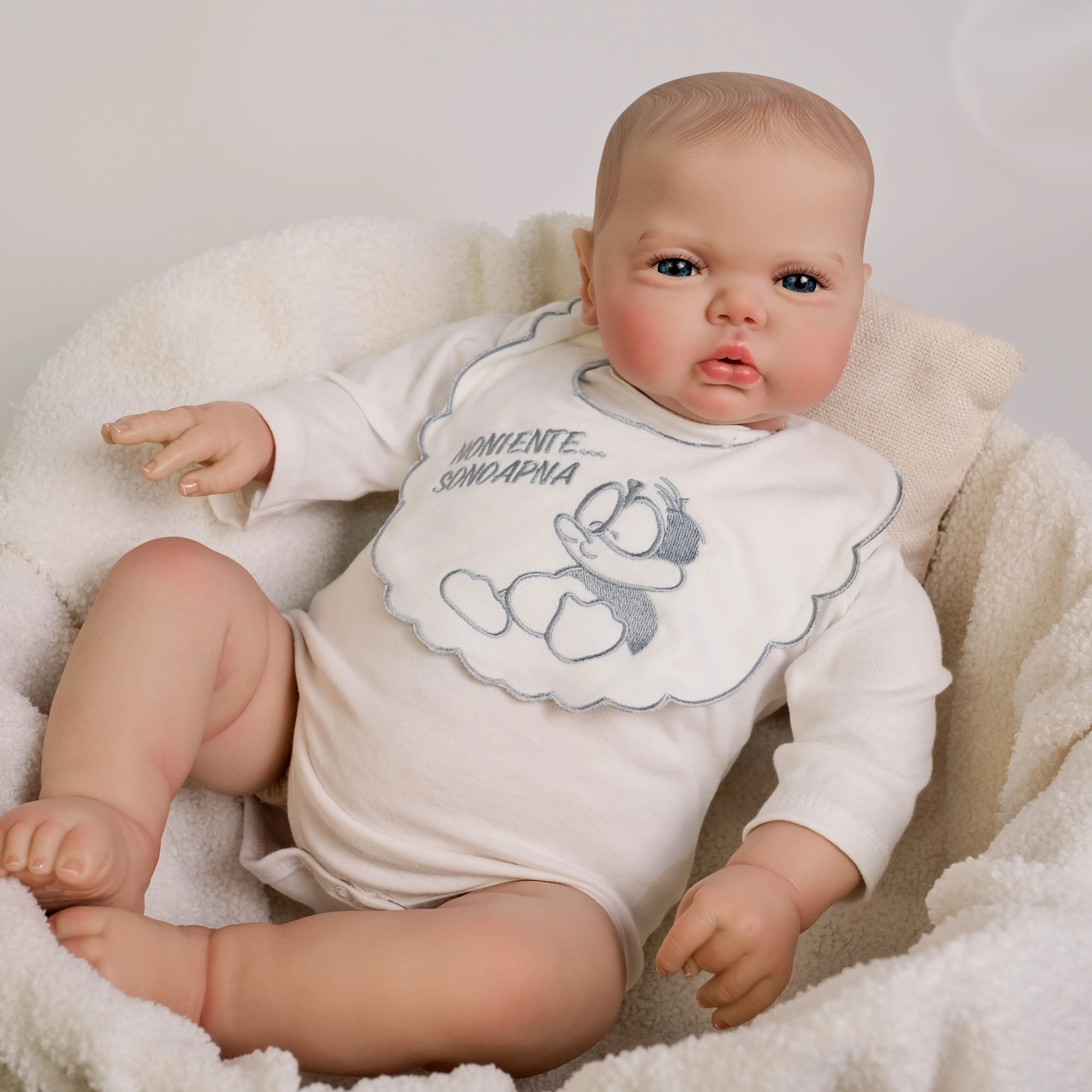 NPK 24inch Pickle Awake Boy Reborn Baby Toddler Doll Lifelike 3D Painting with Visible Veins Painted Hair High Quality Doll