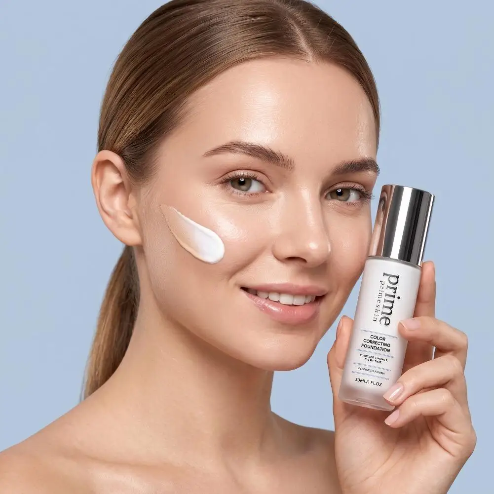 Prime PrimeSkin Color Correcting Changing Foundation 30ml Auto Match Skin Tone Sensitive Skin Hydrating Flawless Finish Makeup B