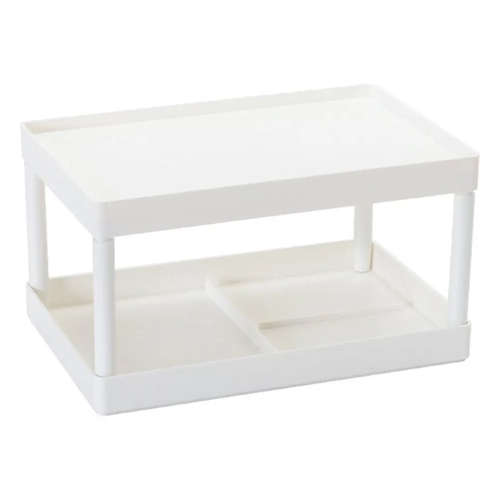1Pcs Storage Rack Double Layer Shelf White Simple Design Desktop Organizer Sundries Makeup Stationery Holder Shelf