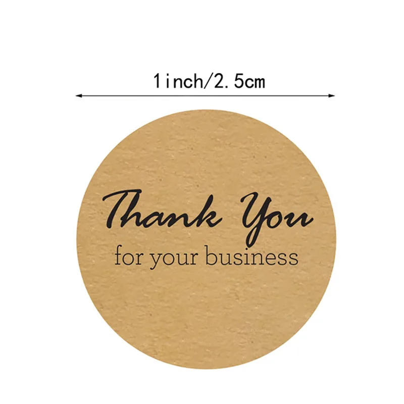 50-500pcs thank you for supporting my business Kraft Stickers with Gold Foil labels sticker for small shop handmade sticker