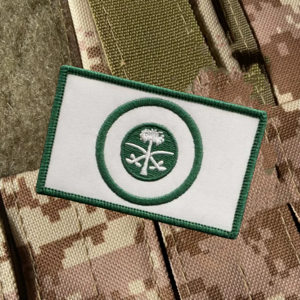 Saudi Arabia Relief Flag Embroidery Patches Outdoor Assembly Backpack Hook and Loop Morale Badge Military ARMY Tactical Sticker