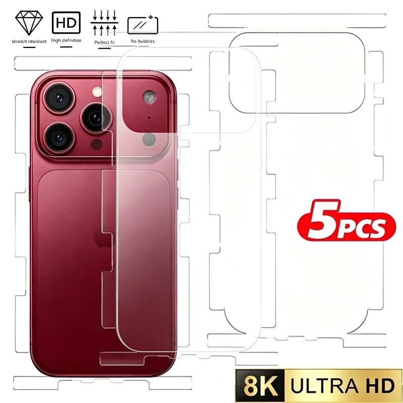 18PM Back + Frame Hydrogel Film For iPhone 18Pro 17Pro Max 17Air Full Protection Border Side Back Protector Soft Films Not Glass