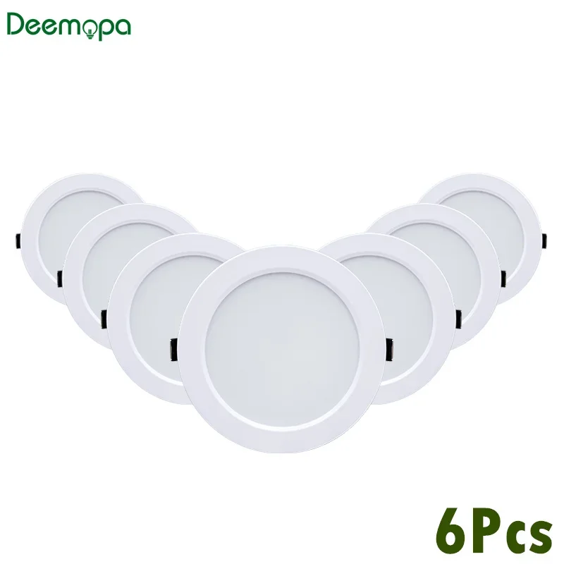 Recesso Redonda LED Teto Downlight, Spot Lamp, Iluminação Interior Quarto, Home Decor, AC 110V, 220V, DC 12V, 24V, 6Pcs