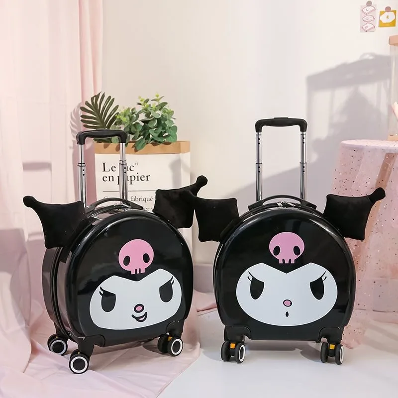 

Sanrioed Cinnamoroll 18-Inch Trolley Case Kuromi Suitcase Anime Kawaii Universal Wheel with Lock Student Travel Board The Plane