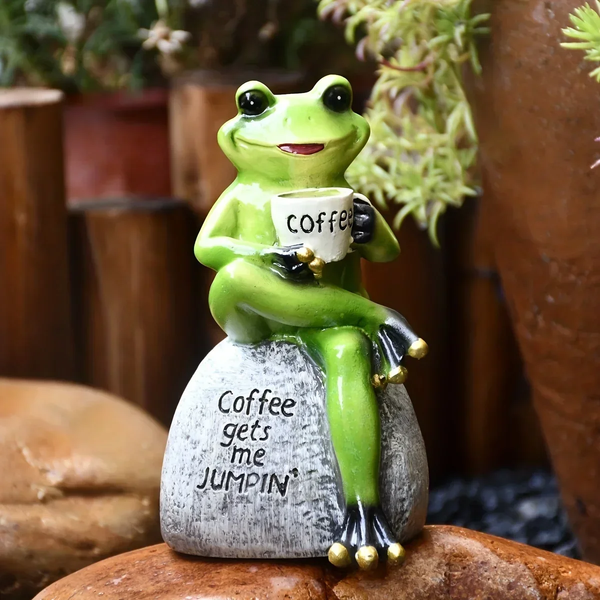 1pc resin patio lawn decoration desktop balcony home furnishings cartoon animal frog statue garden