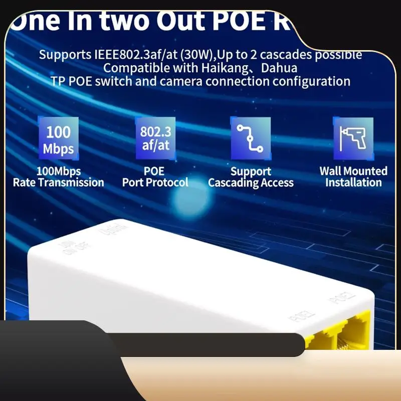 

2-портовый повторитель POE, 10/100 Мбит/с, 1–2 удлинителя Poe с IEEE802.3Af/At Plug&Play 48 В для коммутатора Poe NVR IP-камеры AP Parts-T44C