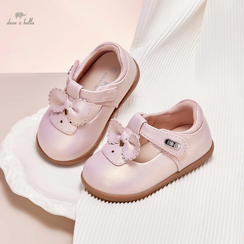 

Dave Bella Baby Girls Cute Shoes Soft Sole Pink Leather Flats Shoes First Walkers Non-Slip Autumn Princess Shoes DB3241350