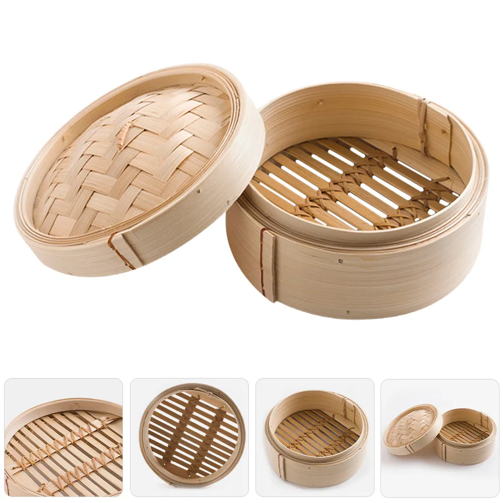 Chinese Bamboo Steamer Traditional Asian Steaming Basket for Dumpling Rice Veggie Chicken Tamale Food Cooking Healthy Nutrient