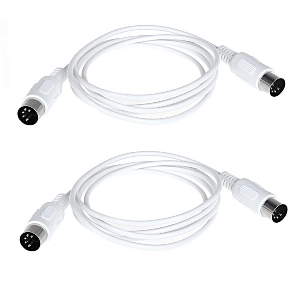 2Pcs MIDI Extension Cable 5 Pin Male to 5 Pin Male Electric Piano Keyboard Instrument PC Cable, 1.5M