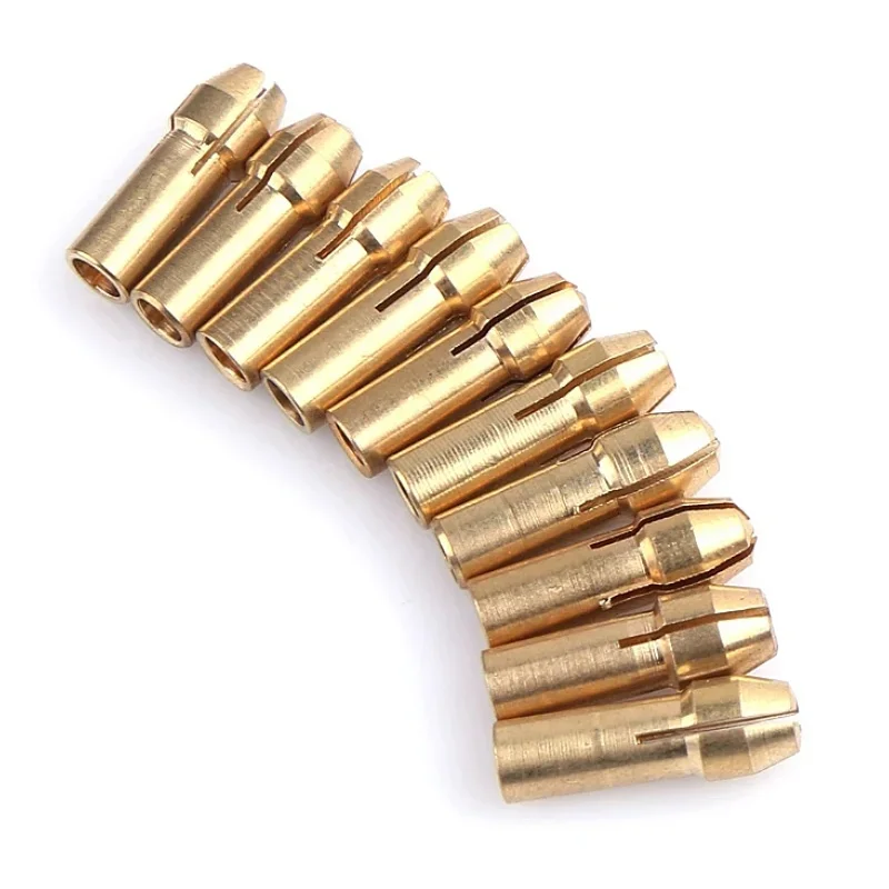 Mini Brass Collet Chuck 10Pcs 0.5‑3.2mm Drill Chucks Bits 4.3mm Dia Replacement Parts For Dremel Rotary Power Tool Accessories