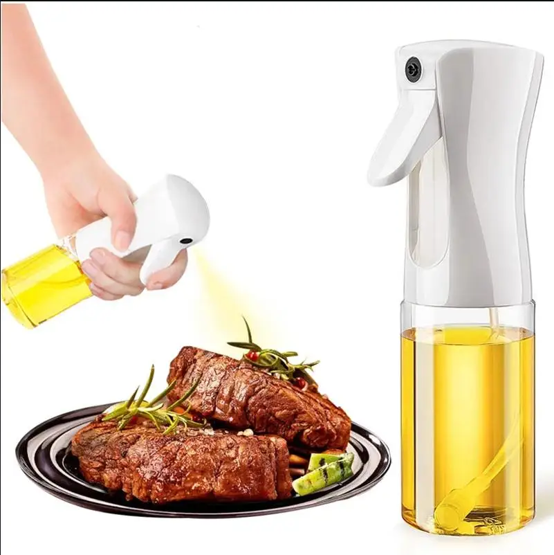 

200/500ml Transparent Oil Spray Bottle Kitchen Home Edible Olive Oil Glass Bottle Atomized Misty BBQ Oil Pot Tank For Air Fryer