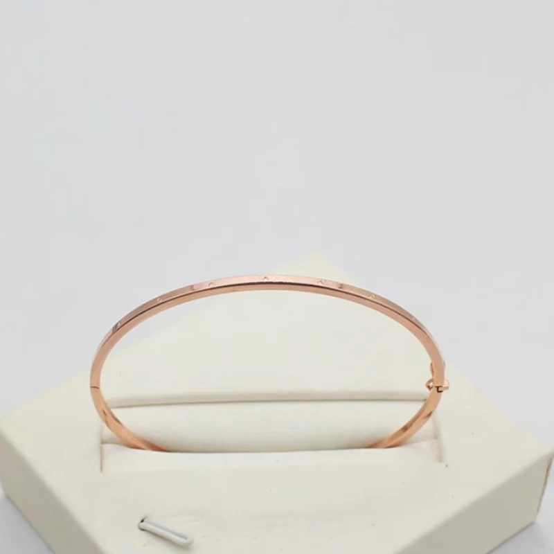 585 Purple Gold Plated 14K Rose Gold Simple Glossy Bracelet for Women Fashion High Grade Fine Style Charm Bangles Jewelry