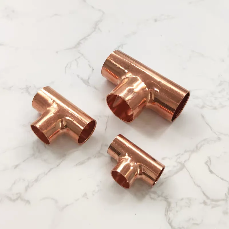 6.35-50.8mm 3 Ways Equal Tee Copper Pipe Fitting Welding Connector Adapter for Air Conditioner Refrigeration HVAC System