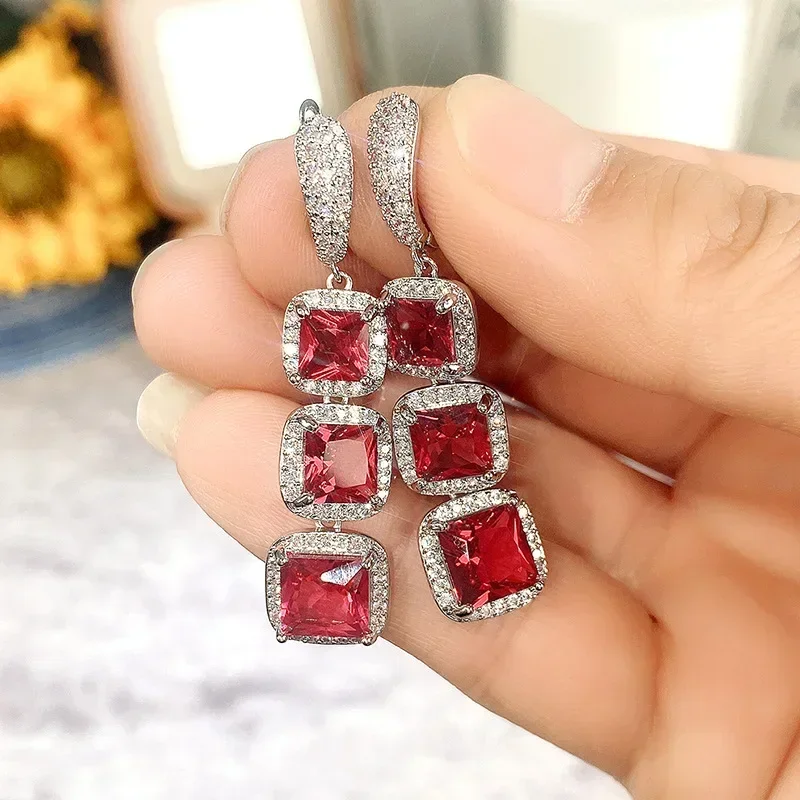 Women's 2026 Crystal Zircon Earrings with Draping Design Light Luxury Dazzling Temperament Jewelry Accessory