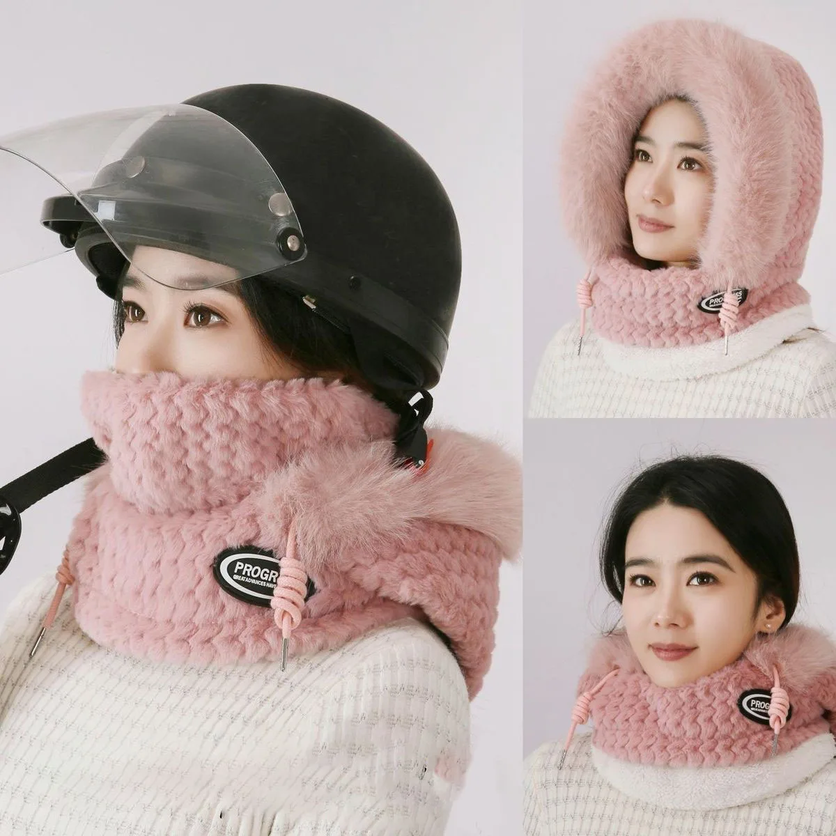 قبعة شتوية سميكة ودافئة لحماية الأذن من قطعة واحدة للرجال والنساء، تصميم مخملي دافئ بحبل سحب قابل للتعديل لركوب الدراجات في الهواء الطلق #5