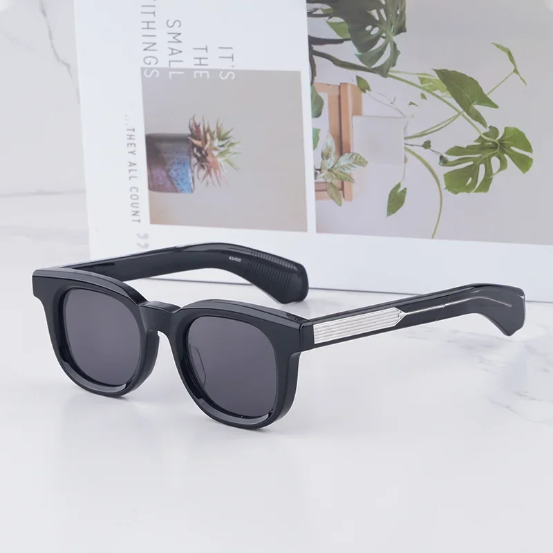 

Солнцезащитные очки JAX в классическом винтажном стиле, овальные, черно-серебристые, для мужчин, легкие, роскошные, ретро, высококачественные, из толстого ацетата, для мужчин