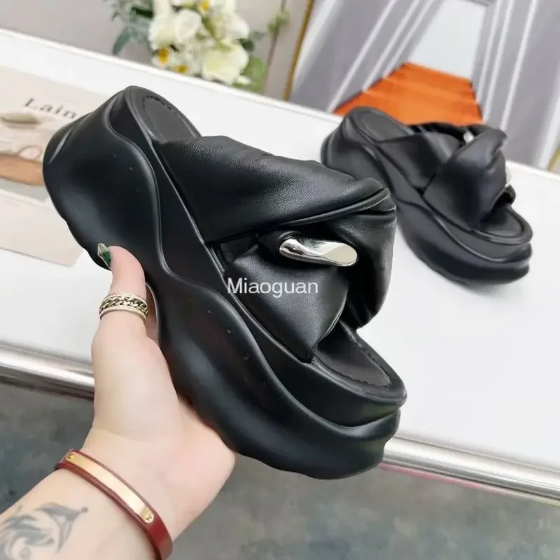 Fashion Summer Shoes for Women 2023 Platform Wedges Heels Casual Slippers Bottom Female Platform Slippers Round Toe Beach Sandal