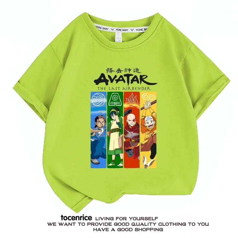 Anime Avatar The Last Airbender T Shirts Summer Fashion Kids Casual Boys Girls Unisex Crew Neck Tshirt Top Parent-child Clothing