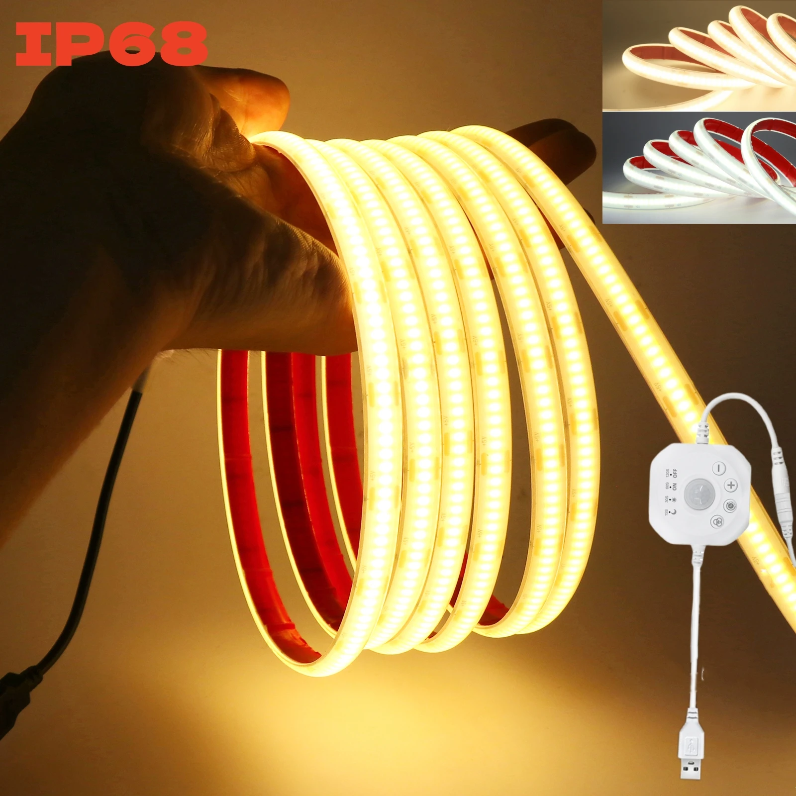 USB Dimmable COB LED Strip Light 5V Smart Wireless PIR Motion Sensor Tuya WiFi Neon Tape Night Lamps Work With Alexa Google Home
