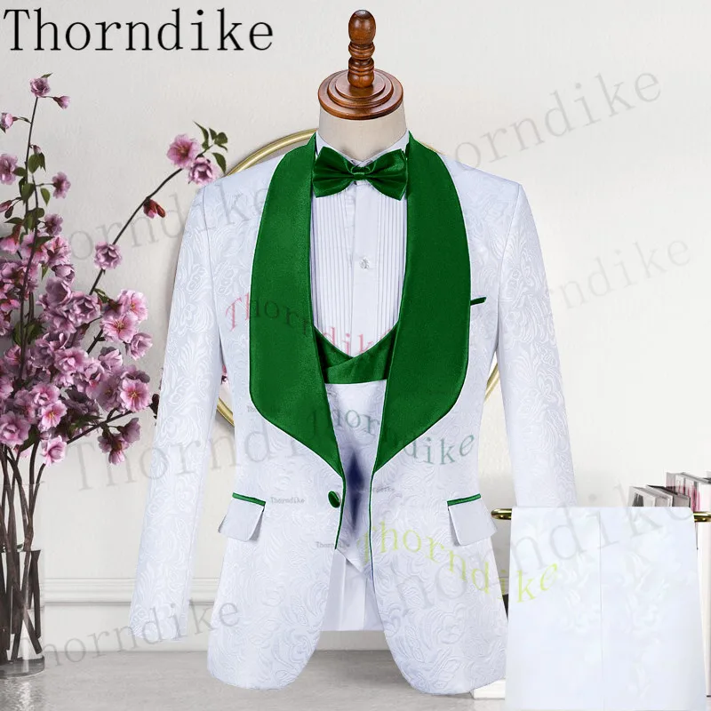 

Thorndike Men Suit Groom Wear Business Casual Party Suit For Men Slim Fit Shawl Lapel （Blazer + Vest+ Pants）Costume Homme