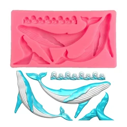 Whale Silicone Mold DIY Whale Sea Wave Shape Fondant Chocolate Candy Resin Molds Sugarcraft Cake Decoration Tools