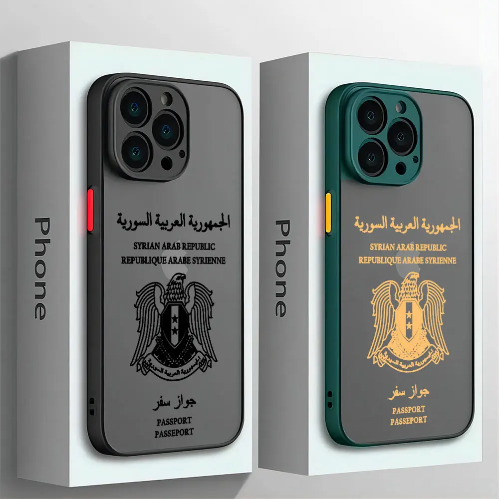 Syria paszport etui na telefon iPhone 15 14 13 12 11 Mini Pro Max X XR XSMax 7 8 Plus matowa przezroczysta tylna pokrywa