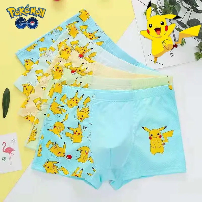 New Pokemon Pikachu Children\'s Boys\' Boxers Boyshorts Cartoon Thin Student Baby Toddler Children Teens Soft Cute Home Underwear