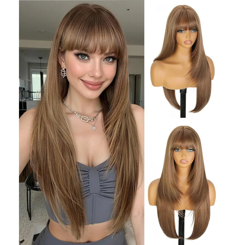 

Реалистичный прямой парик Phantom Scalp — дышащая шапка 4x4 | Одежда в день-ночь | 26-дюймовая естественная челка в стиле призрака