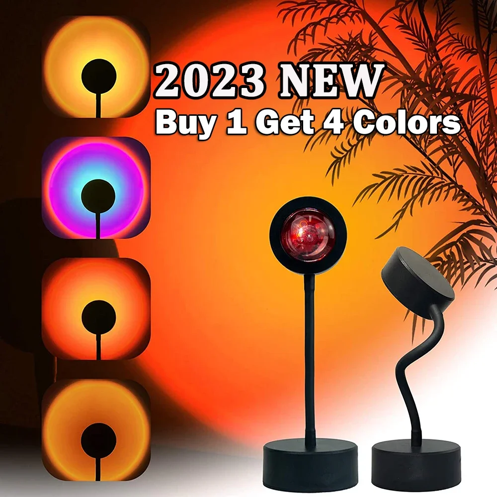 USB Sunset Lamp Sunset Projector Mood Light Living Room Bedroom Night Light Room Decor Bar Atmosphere Photography Background