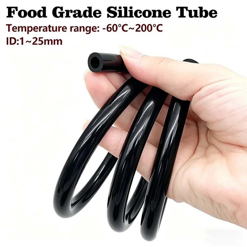 2M Food Grade Black Silicone Rubber Hose 2 3 4 5 6 7 8 9 10 11 12 14 16 19-31 mm Out Diameter Flexible Silicone Tube