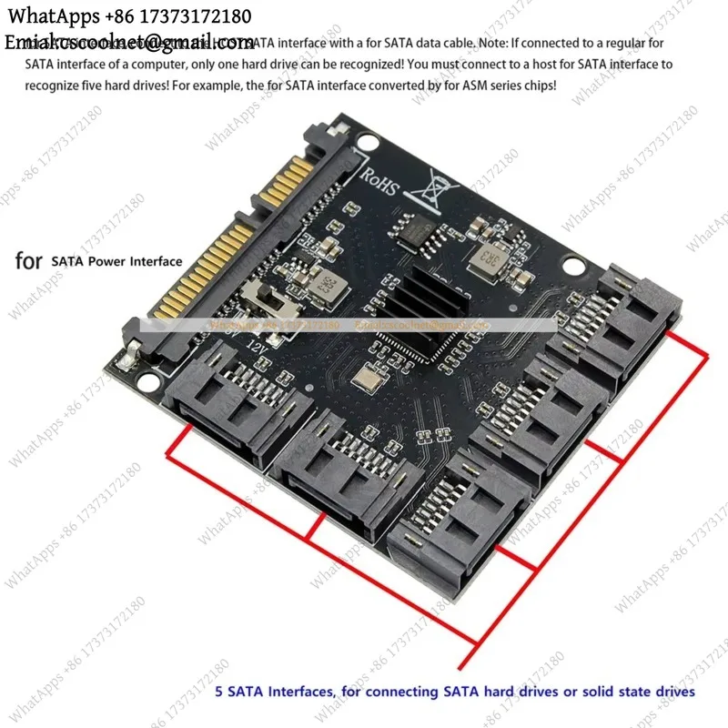 k3  1 to 5 for SATA3.0 Hard Drive Expansion Card JMB575 High-Speed Port Multiplier Adapter for Linux Win7/8/10/11