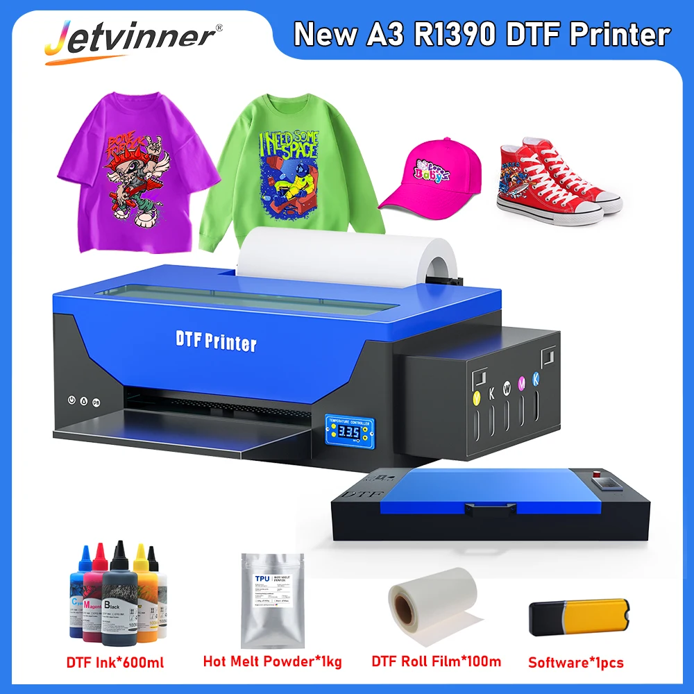 

New A3 DTF Printer wtih Roll Feeder For Epson R1390 DTF Transfer Printer T shirt Printing Machine For Textile Bags DTF Printer