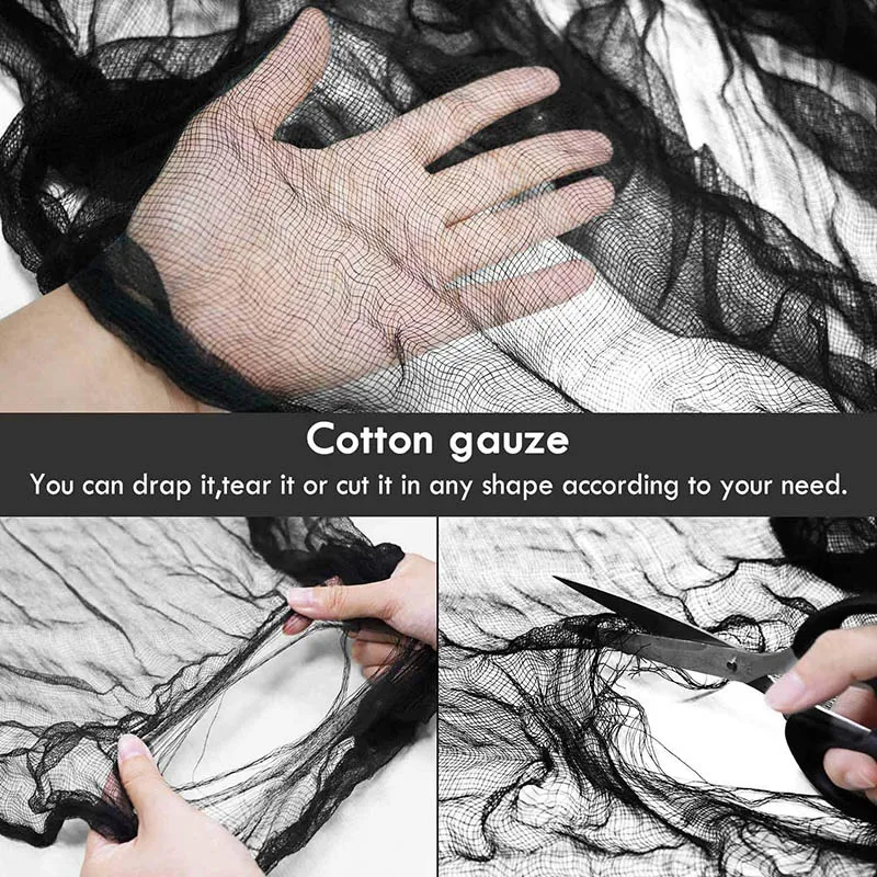 Horror Halloween Party Decoration Haunted Houses Doorway Outdoors Decorations Black Creepy Cloth Scary Gauze Gothic Props - view 5