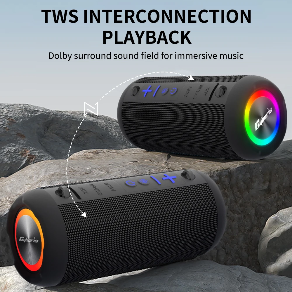 

Cyboris S9 Wireless Speakers 30W IPX6 Waterproof Outdoor Portable Speaker with Loud Stereo Sound, Deep Bass, RGB Lights, TWS